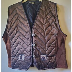 Papike Womens Brown Vest M Made In California Artisan Fabric Boho Funky Unique
